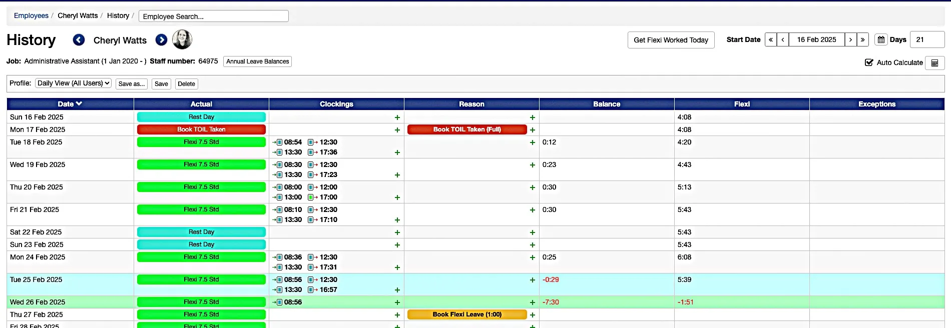 Flexitime Screenshot